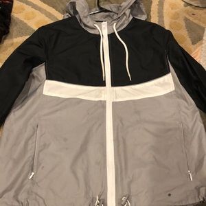 windbreaker grey black and white